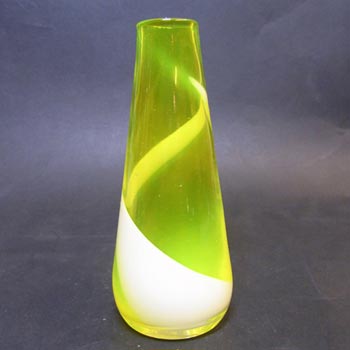 (image for) Japanese Yellow & White Vintage Glass Bud Vase