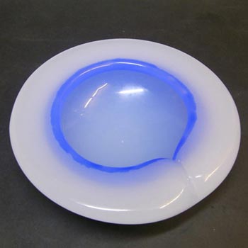 Murano Venetian Biomorphic 1950's Blue & White Glass Bowl