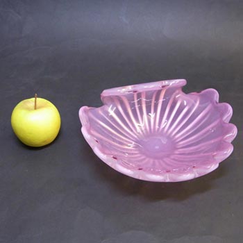 Formia Murano Pink & Opalescent White Glass Shell Bowl