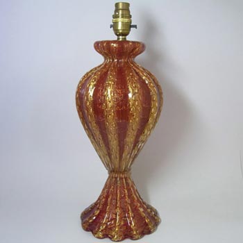 Barovier &Toso Murano Cordonato Oro Goldleaf Glass Lamp