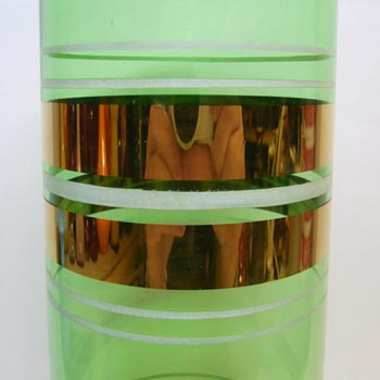 Borske Sklo 1950's Green Glass Cylindrical Vase