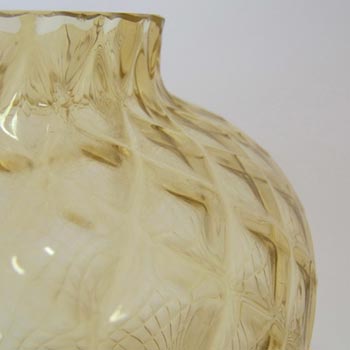 Borske Sklo 1950's Amber Bohemian Glass Optical Vase