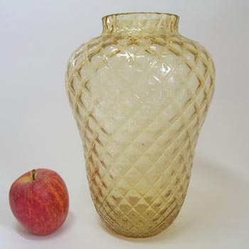 Borske Sklo 1950's Amber Bohemian Glass Optical Vase
