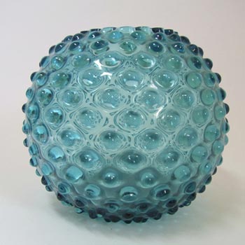 Borske Sklo 1950\'s Blue Glass Spherical \'Bobble\' Vase