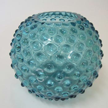 Borske Sklo 1950's Blue Glass Spherical 'Bobble' Vase