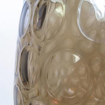 Large Borske Sklo Smoky Glass Optical 'Olives' Vase