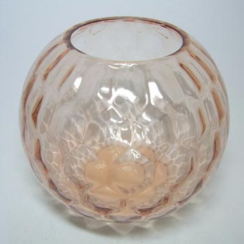Borske Sklo 1950's Pink Glass Optical 'Honeycomb' Vase