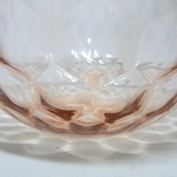 Borske Sklo 1950's Pink Glass Optical 'Honeycomb' Vase
