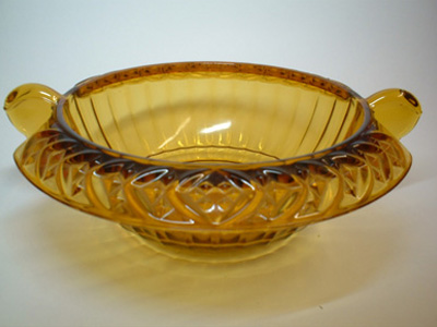 Stunning Art Deco Amber Glass Centerpiece Bowl
