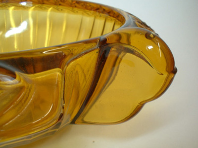 Stunning Art Deco Amber Glass Centerpiece Bowl