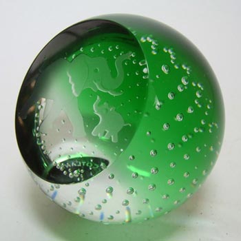 Caithness Green Glass "Creatures" Elephants Paperweight