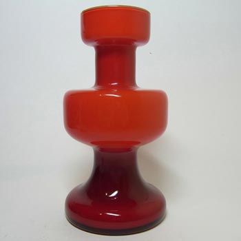 Empoli 1970\'s Italian Red Cased Glass Hooped Vase