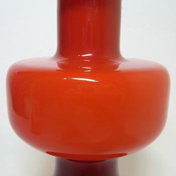 Empoli 1970's Italian Red Cased Glass Hooped Vase