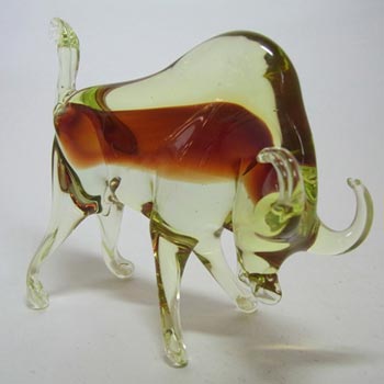 Murano/Sommerso Uranium Red Glass Bull Sculpture