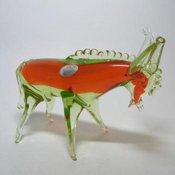 Murano/Sommerso Red + Uranium Glass Donkey Sculpture