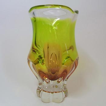 Chřibská #240/1/19 Czech Yellow & Orange Glass Vase