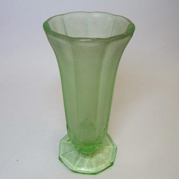 Jobling #11400 or Sowerby Green Art Deco Glass Bird + Panel Vase