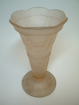 Sowerby Art Deco 1930's Frosted Pink Glass Vase