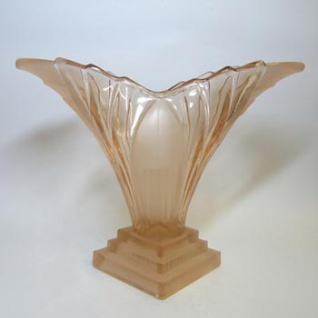 Large Walther & Söhne 9\" Art Deco Pink Glass \'Greta\' Vase