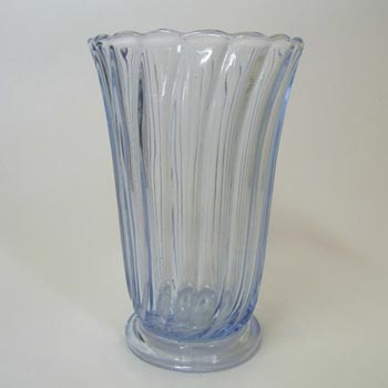 Bagley #3141 Art Deco Vintage Blue Glass 'Carnival' Vase