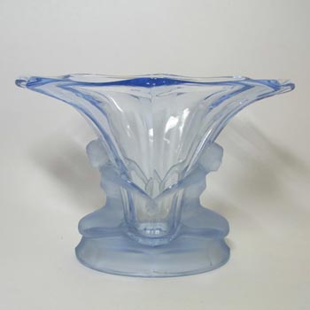 1930\'s Walther & Söhne Art Deco Blue Glass Windsor Vase