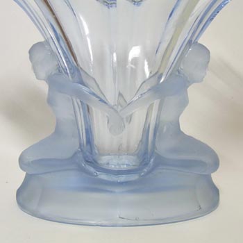 1930's Walther & Söhne Art Deco Blue Glass Windsor Vase