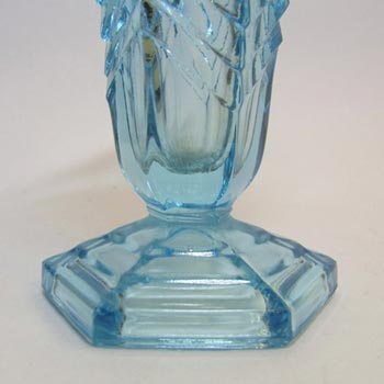 Davidson Art Deco 1930's Blue Glass ''Chevron" Vase 295