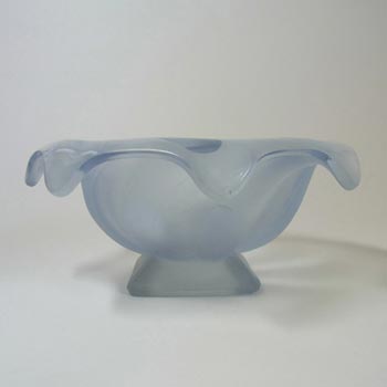 Bagley #3061 Art Deco Frosted Blue Glass 'Equinox' Posy Bowl