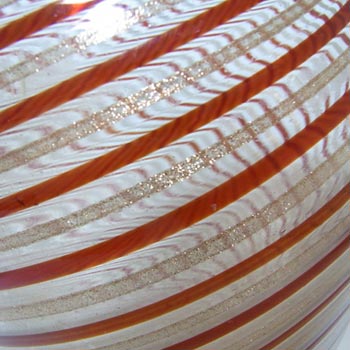 Murano Red Filigree + Copper Aventurine Glass Vase