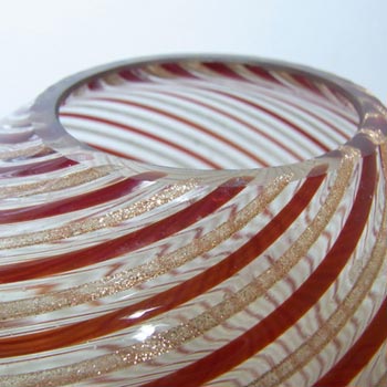 Murano Red Filigree + Copper Aventurine Glass Vase