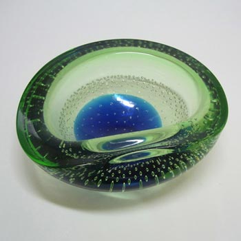 Galliano Ferro Murano Bullicante Blue & Green Glass Bowl