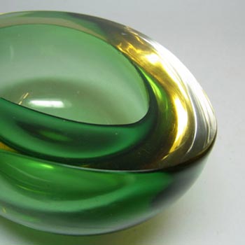 Murano Geode Green & Amber Sommerso Glass Teardrop Bowl
