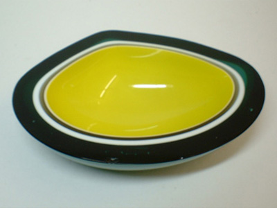 IVIMA Portugese Yellow, White & Green Glass Geode Bowl