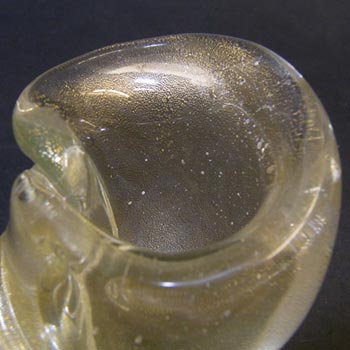 Murano 1950's Gold Leaf Glass Cornucopia Shell Bowl