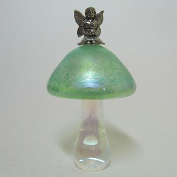 Heron Green Glass Mushroom + Angel Paperweight - Boxed