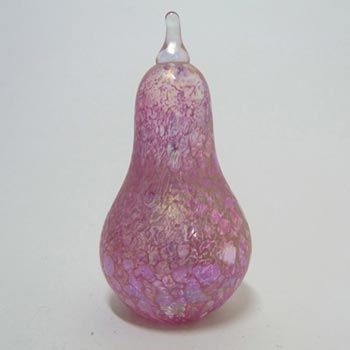 Heron Glass Pink Iridescent Pear Paperweight - Boxed