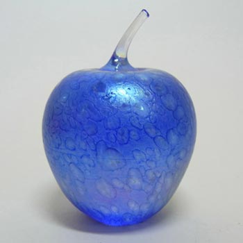 Heron Glass Blue Iridescent Apple Paperweight - Boxed