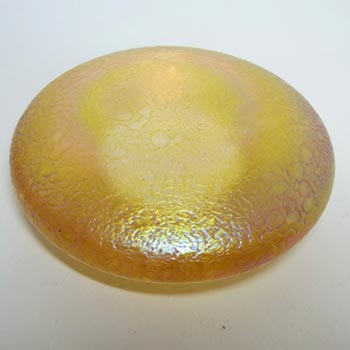 Heron Glass Amber Iridescent Pebble Paperweight