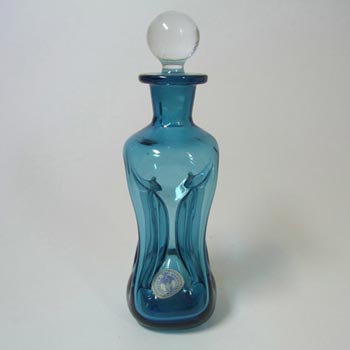 Holmegaard / Jacob Bang Blue Glass 6" 'Cluck Cluck' Decanter/Bottle