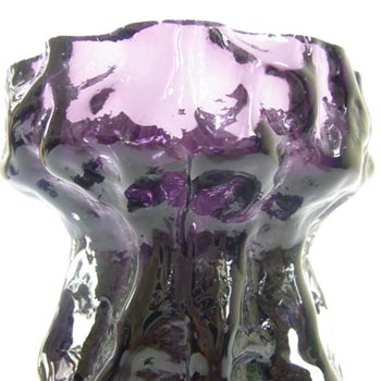 Ingrid/Ingridglas 1970s Purple Glass Bark Textured Vase