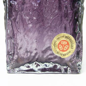 Ingrid/Ingridglas 1970s Purple Glass Bark Textured Vase