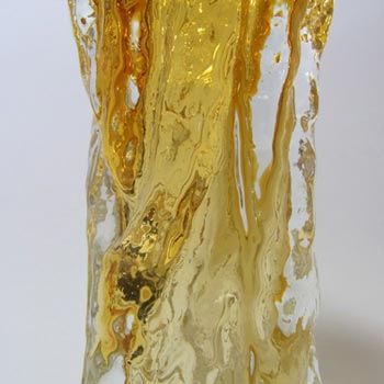 Ingrid/Ingridglas 1970s Amber Glass Bark Textured Vase