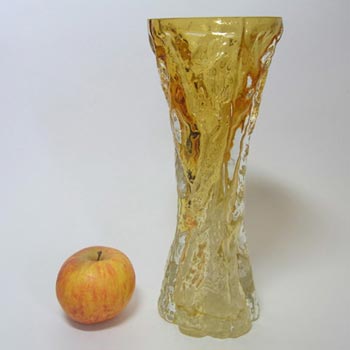 Ingrid/Ingridglas 1970s Amber Glass Bark Textured Vase