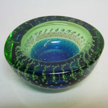 Galliano Ferro Murano Bullicante Blue & Green Glass Bowl
