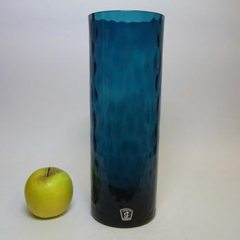 JC 1970's Scandinavian Blue Glass Cylindrical Vase