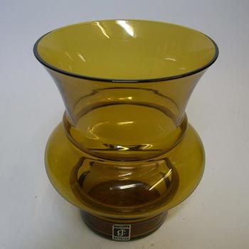 JC 1970's Scandinavian Amber Glass Hooped Vase