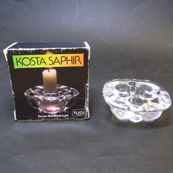 Kosta "Saphir" Swedish Glass Candlestick Holder - Boxed