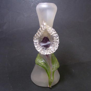 Art Nouveau 1900\'s Kralik Green/Purple/White Glass Vase