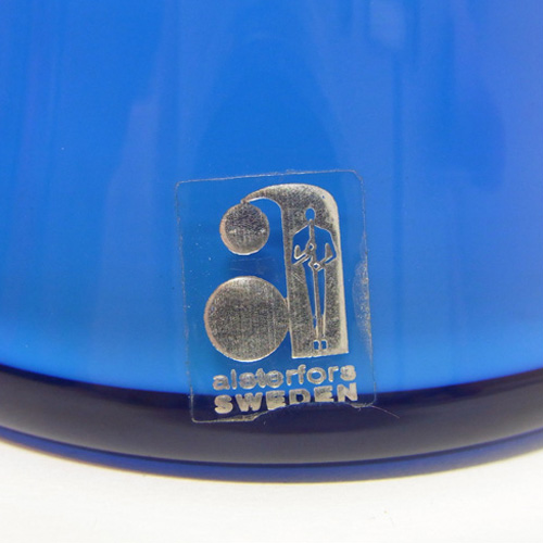 (image for) Alsterfors #AV281/20 Swedish Blue Cased Glass Vase - Labelled - Click Image to Close