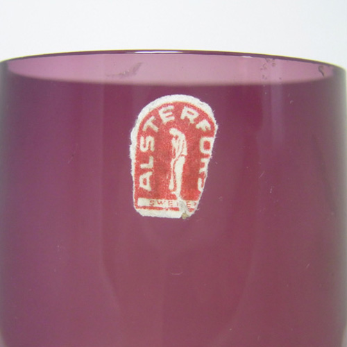 (image for) Alsterfors Swedish Retro Purple Glass Vase - Labelled - Click Image to Close